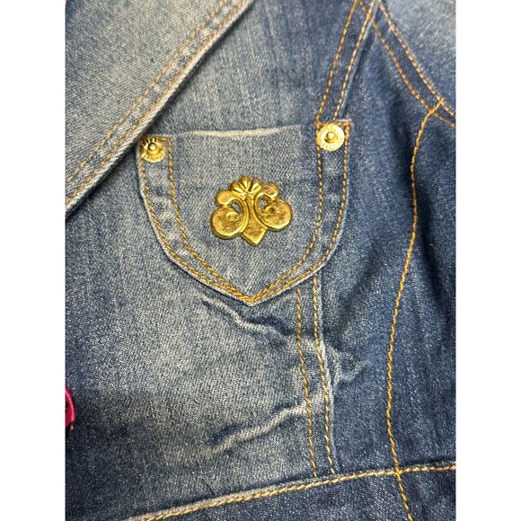 Y2K Dereon for Beyoncé Women’s‎ Short Sleeve Fitted Denim Jacket Size Medium NWT - Picture 11 of 13